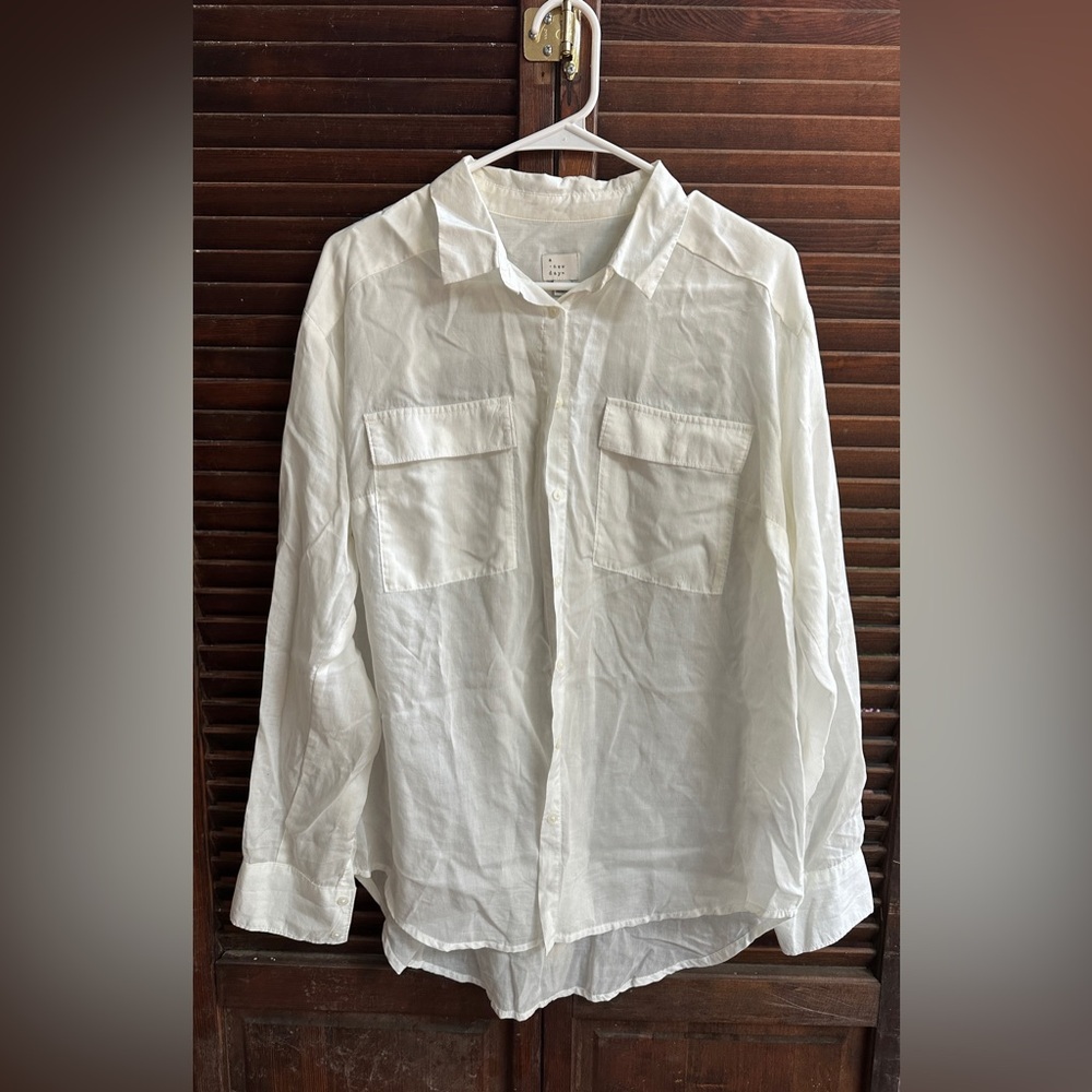 White Long Sleeve Button Up (sheer)